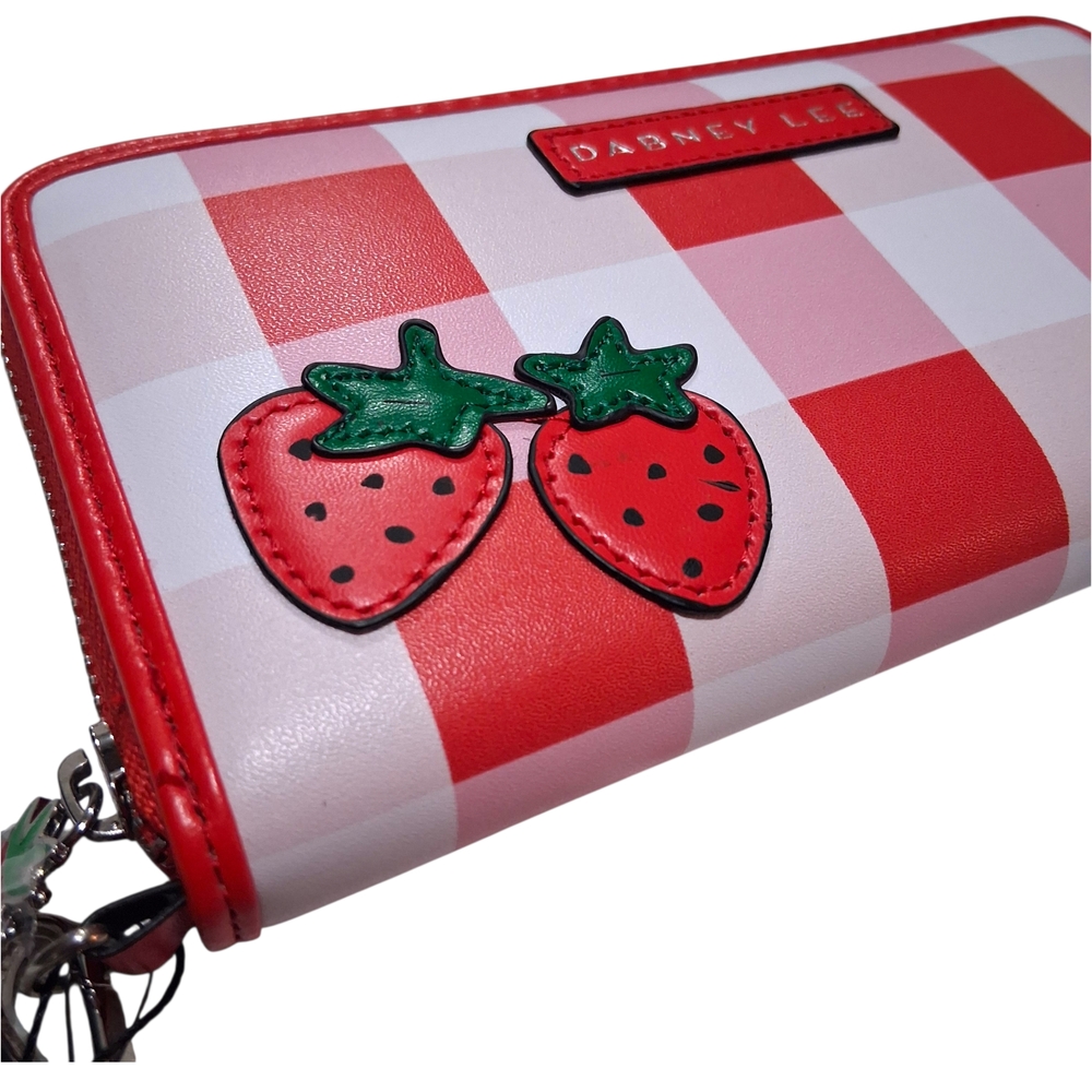 Dabney Lee White & Red Plaid Wallet - Strawberry Accents - wristlet - Picture 2 of 6